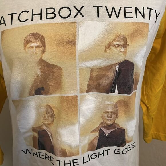 Matchbox Twenty Band Where The Light Goes White Yellow Graphic Raglan Shirt - Picture 4 of 7